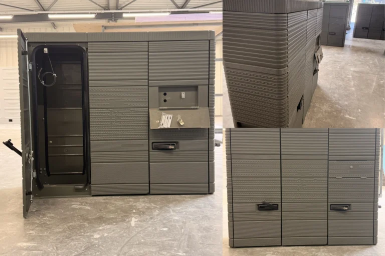 Armoire polyester pour réseaux électriques extérieurs de la Métropole Grand Lyon avant son recyclage